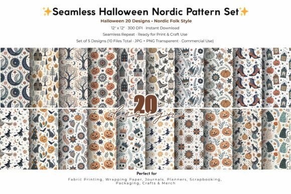 Download Nordic Halloween Folk Mix Set 20 Design - Premium Resources