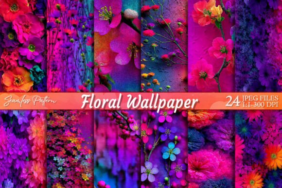 Download Neon Floral Wallpaper Seamless Pattern - Floral wallpaper Collection