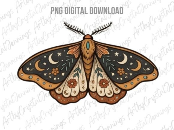 Download Mystic Boho Celestial Moth PNG - Celestial Collection